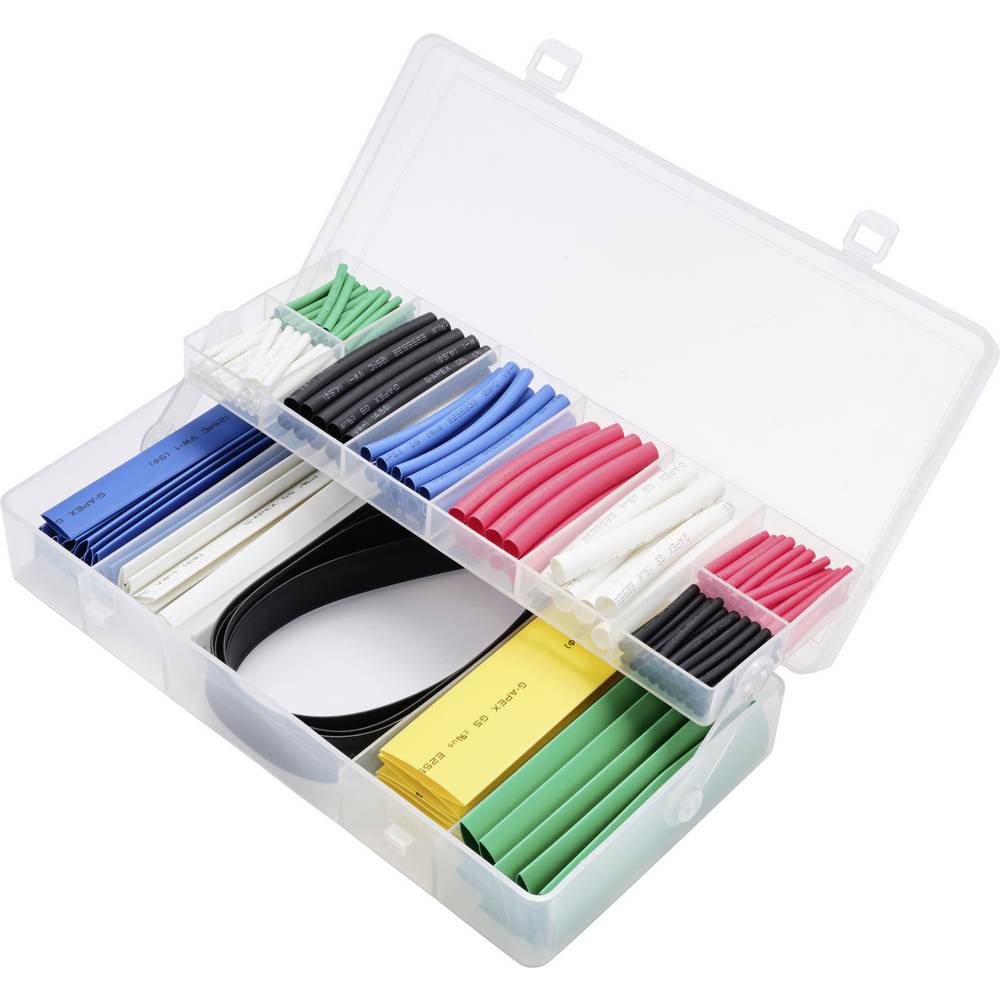 TRU COMPONENTS TC-13388824 Krimpkous assortiment Zwart, Groen, Rood, Wit, Blue, Geel Krimpverhouding:2:1 171 stuk(s)