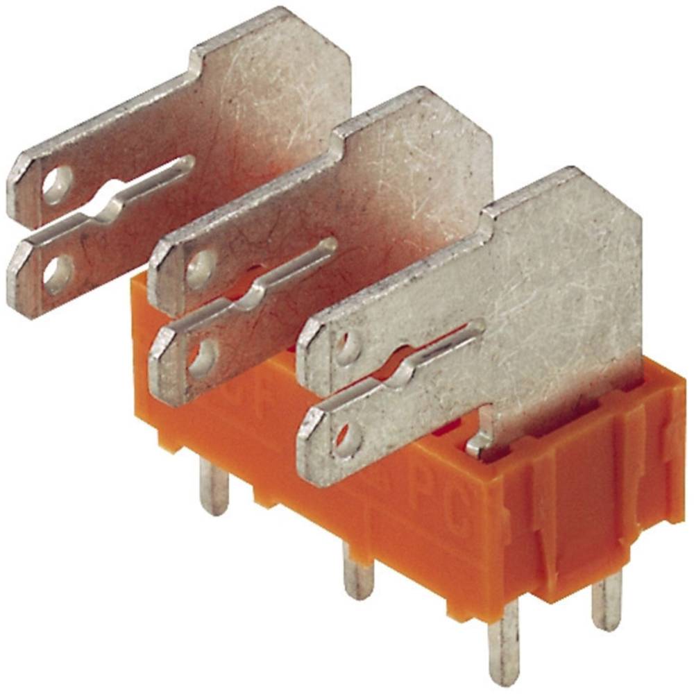 Weidmüller 9511610000 Splitter voor platte connectoren Insteekbreedte: 6.3 mm Insteekdikte: 0.8 mm 90 ° Deels geïsoleerd Oranje, Zilver 100 stuk(s)
