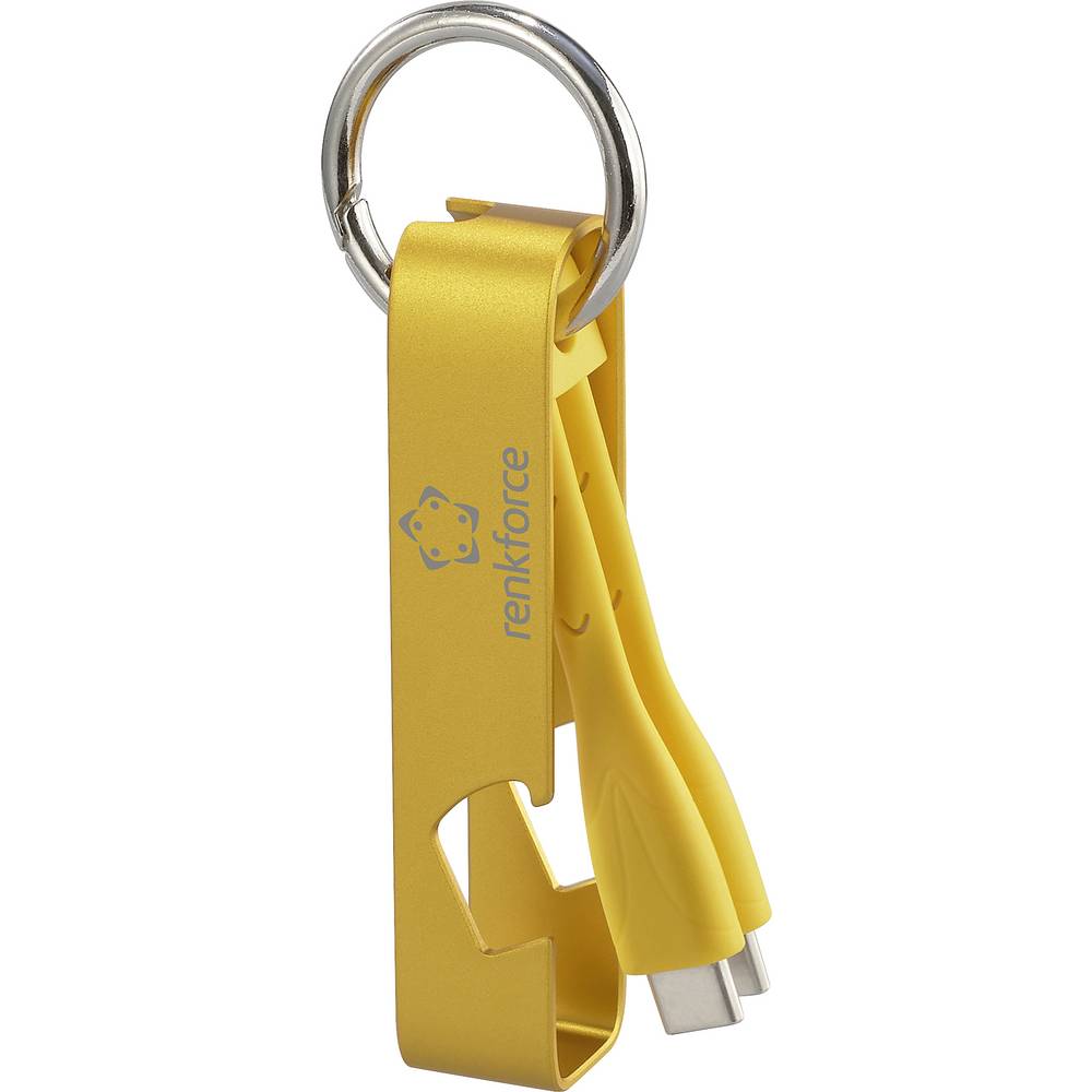 Renkforce USB-kabel USB 2.0 USB-C stekker 0.15 m Geel Sleutelhanger, Flesopener RF-6721082