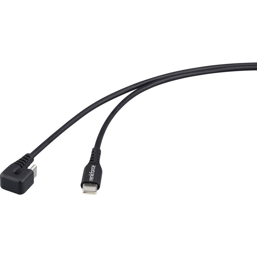 Renkforce USB-kabel USB 2.0 USB-C stekker, USB-C stekker 1.00 m Zwart Stekker 180° gedraaid RF-6721078