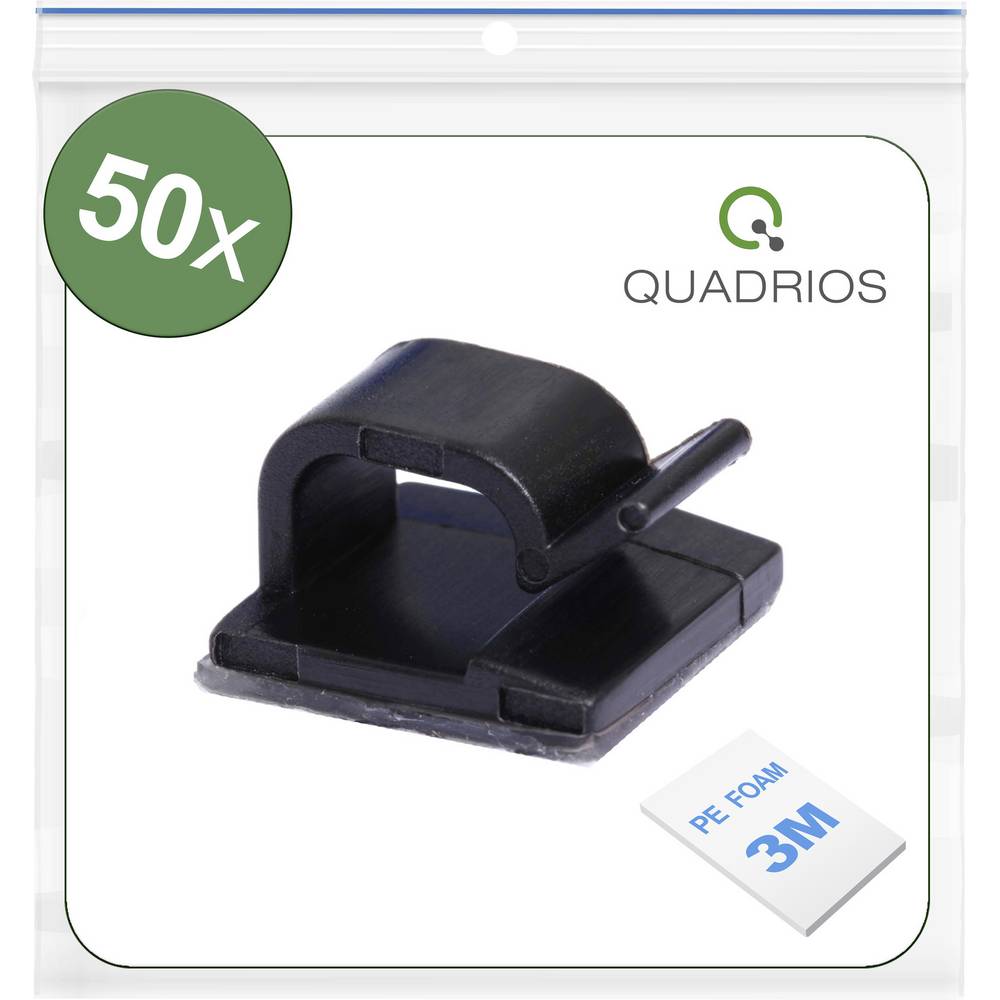 Quadrios 25CA476 Kabelclip Zelfklevend 25CA476 Bundel-Ø (bereik) 1 tot 7 mm Zwart 50 stuk(s)