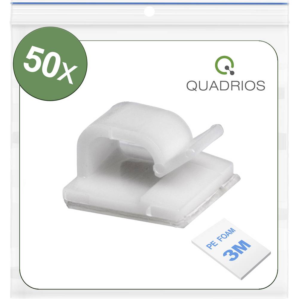 Quadrios 25CA477 Kabelclip Zelfklevend 25CA477 Bundel-Ø (bereik) 1 tot 7 mm Wit 50 stuk(s)