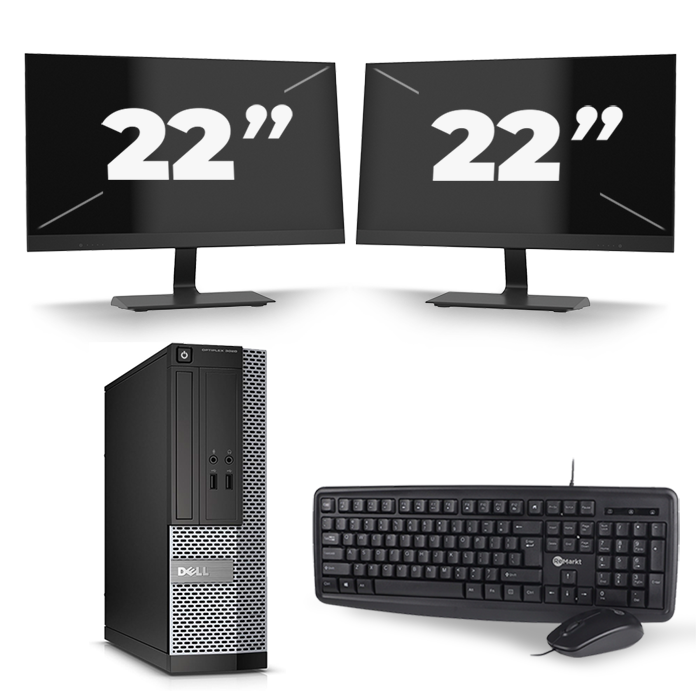 Dell Optiplex 3020 SFF - Intel Core i3-4e Generatie - 8GB RAM - 256GB SSD - Windows 10 + 2x 22 inch Monitor