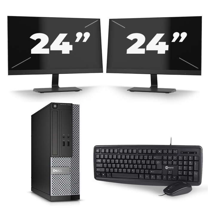 Dell Optiplex 3020 SFF - Intel Core i3-4e Generatie - 8GB RAM - 256GB SSD - Windows 10 + 2x 24 inch Monitor