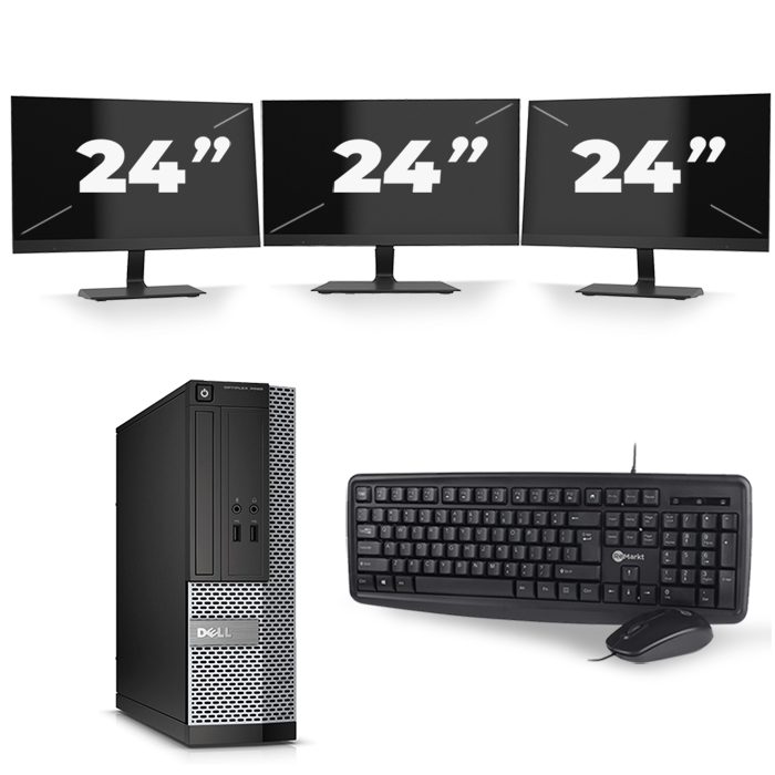 Dell Optiplex 3020 SFF - Intel Core i3-4e Generatie - 8GB RAM - 256GB SSD - Windows 10 + 3x 24 inch Monitor