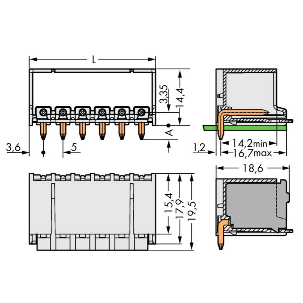 WAGO 2092-1428 Male behuizing (board) 2092 Totaal aantal polen: 8 Rastermaat: 5 mm Inhoud: 100 stuk(s)