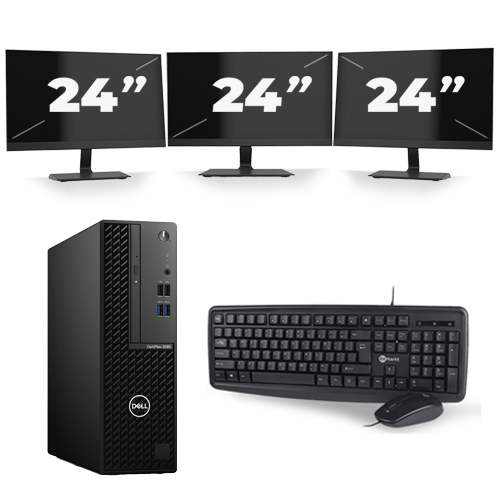Dell Optiplex 3080 Micro USFF - Intel Core i5-10e Generatie - 16GB RAM - 256GB SSD - Windows 11 + 3x 24 inch Monitor