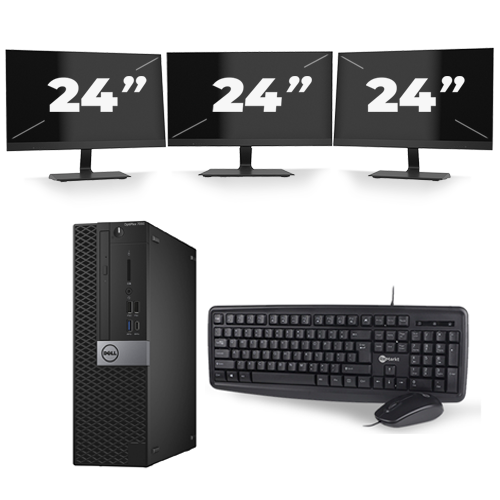 Dell Optiplex 7040 USFF - Intel Core i7-6e Generatie - 16GB RAM - 256GB SSD - Windows 11 + 3x 24 inch Monitor