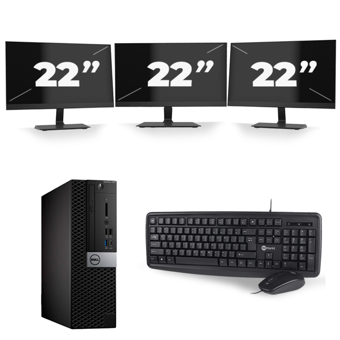 Dell Optiplex 7050 SFF - Intel Core i3-6e Generatie - 8GB RAM - 256GB SSD - Windows 11 + 3x 22 inch Monitor