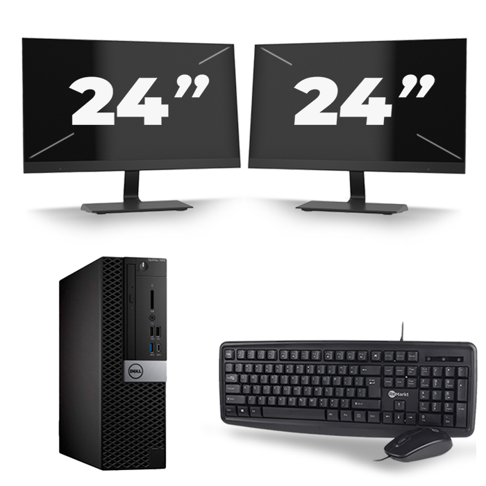 Dell Optiplex 7050 SFF - Intel Core i3-6e Generatie - 8GB RAM - 256GB SSD - Windows 11 + 2x 24 inch Monitor