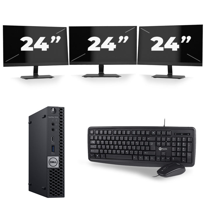 Dell Optiplex 7070 Micro USFF - Intel Core i5-9e Generatie - 16GB RAM - 256GB SSD - Windows 11 + 3x 24 inch Monitor