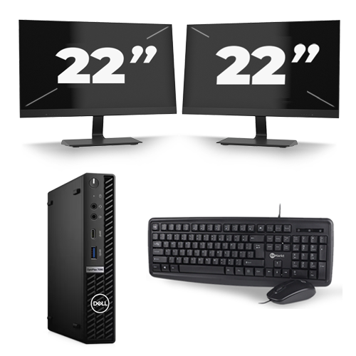 Dell Optiplex 7090 Micro USFF - Intel Core i3-11e Generatie - 16GB RAM - 256GB SSD - Windows 11 + 2x 22 inch Monitor