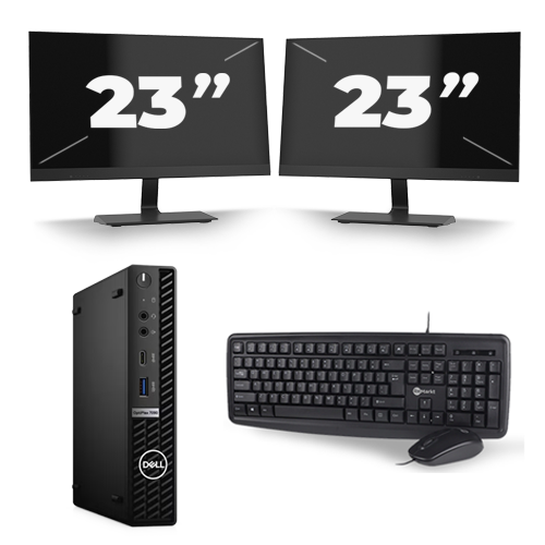 Dell Optiplex 7090 Micro USFF - Intel Core i3-11e Generatie - 16GB RAM - 256GB SSD - Windows 11 + 2x 23 inch Monitor