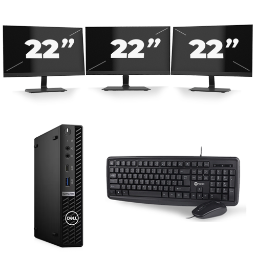 Dell Optiplex 7090 Micro USFF - Intel Core i3-11e Generatie - 16GB RAM - 256GB SSD - Windows 11 + 3x 22 inch Monitor