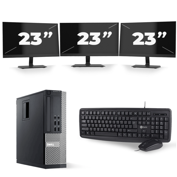 Dell Optiplex 790 SFF - Intel Core i3-2e Generatie - 8GB RAM - 256GB SSD - Windows 10 + 3x 23 inch Monitor