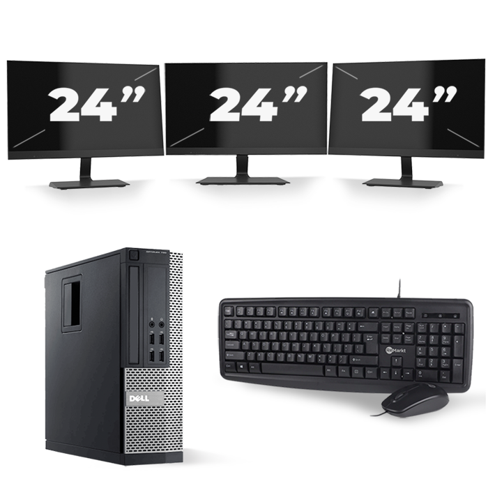Dell Optiplex 790 SFF - Intel Core i3-2e Generatie - 8GB RAM - 256GB SSD - Windows 10 + 3x 24 inch Monitor