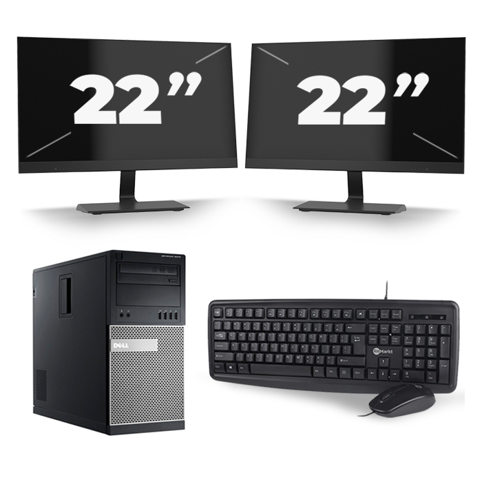 Dell Optiplex 990 Micro Tower - Intel Core i3-2e Generatie - 8GB RAM - 256GB SSD - Windows 10 + 2x 22 inch Monitor