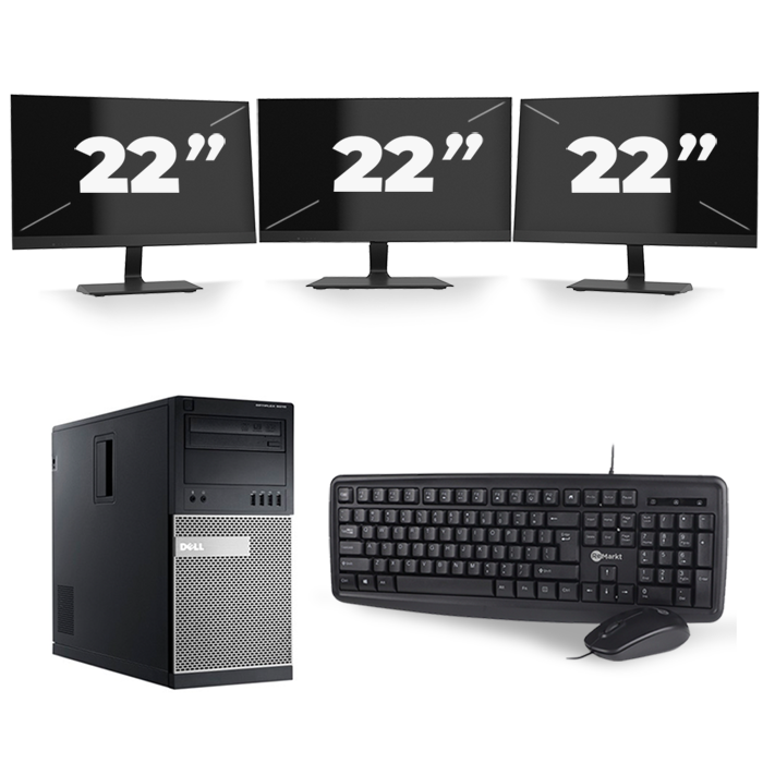 Dell Optiplex 990 Micro Tower - Intel Core i3-2e Generatie - 8GB RAM - 256GB SSD - Windows 10 + 3x 22 inch Monitor
