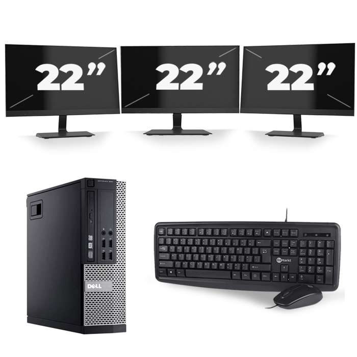 Dell Optiplex 990 SFF - Intel Core i3-2e Generatie - 8GB RAM - 256GB SSD - Windows 10 + 3x 22 inch Monitor