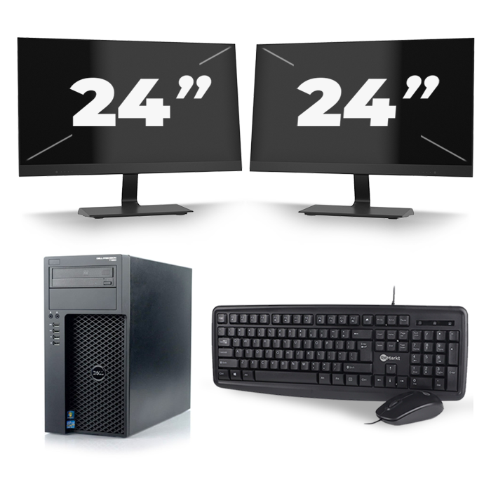 Dell Precision T1650 Micro Tower - Intel Core i3-2e Generatie - 8GB RAM - 256GB SSD - Windows 10 + 2x 24 inch Monitor