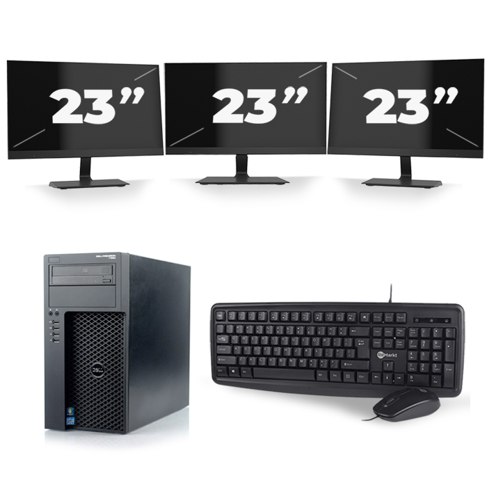Dell Precision T1650 Micro Tower - Intel Core i3-2e Generatie - 8GB RAM - 256GB SSD - Windows 10 + 3x 23 inch Monitor