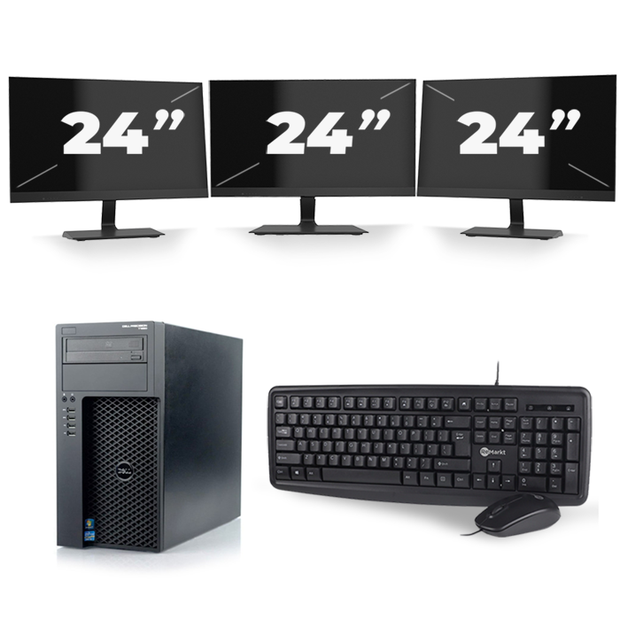 Dell Precision T1650 Micro Tower - Intel Core i3-2e Generatie - 8GB RAM - 256GB SSD - Windows 10 + 3x 24 inch Monitor