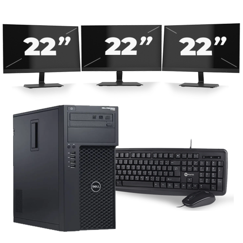 Dell Precision T1700 Micro Tower - Intel Core i3-4e Generatie - 8GB RAM - 256GB SSD - Windows 10 + 3x 22 inch Monitor