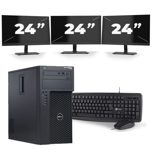 Dell Precision T1700 Micro Tower - Intel Core i3-4e Generatie - 8GB RAM - 256GB SSD - Windows 10 + 3x 24 inch Monitor