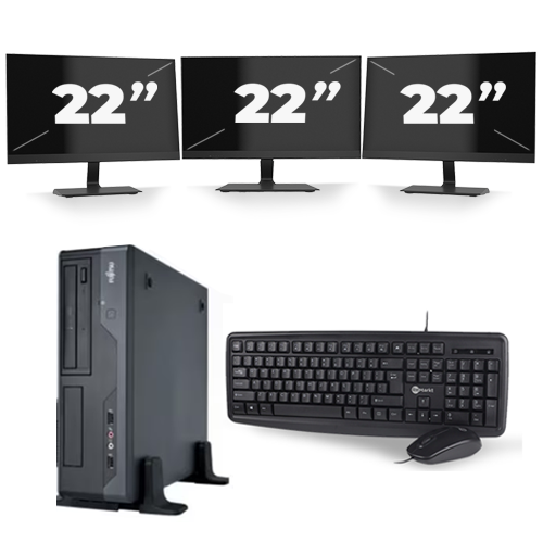 Fujitsu Esprimo E400 SFF - Intel Core i3-3e Generatie - 8GB RAM - 256GB SSD - Windows 10 + 3x 22 inch Monitor