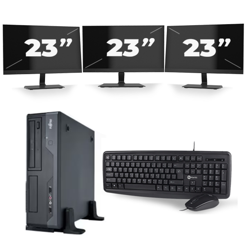 Fujitsu Esprimo E400 SFF - Intel Core i3-3e Generatie - 8GB RAM - 256GB SSD - Windows 10 + 3x 23 inch Monitor