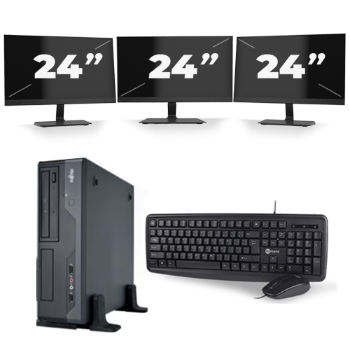 Fujitsu Esprimo E400 SFF - Intel Core i3-3e Generatie - 8GB RAM - 256GB SSD - Windows 10 + 3x 24 inch Monitor