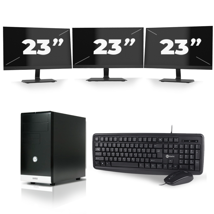 Gigabyte GZ-M1 Micro Tower - Intel Core i3-3e Generatie - 8GB RAM - 256GB SSD - Windows 10 + 3x 23 inch Monitor