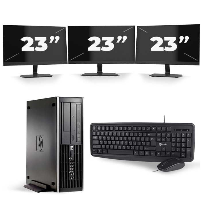 HP Compaq 8100 Elite SFF - Intel Core i3-1e Generatie - 8GB RAM - 256GB SSD - Windows 10 + 3x 23 inch Monitor