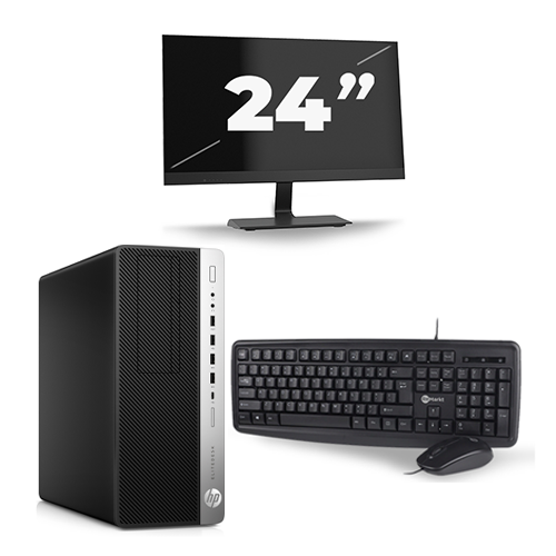 HP EliteDesk 800 G5 Tower - Intel Core i5-9e Generatie - 16GB RAM - 256GB SSD - Windows 11 + 1x 24 inch Monitor