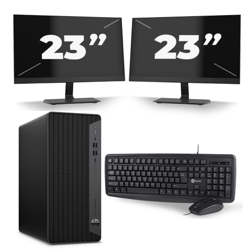 HP EliteDesk 800 G6 Tower - Intel Core i5-10e Generatie - 16GB RAM - 256GB SSD - Windows 11 + 2x 23 inch Monitor