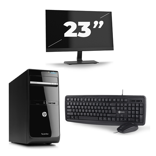 HP Pavilion p6 Series Micro Tower - Intel Core i3-3e Generatie - 8GB RAM - 256GB SSD - Windows 10 + 1x 23 inch Monitor