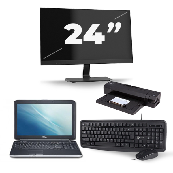 Dell Latitude E5520 - Intel Core i3-2e Generatie - 15 inch - 8GB RAM - 256GB SSD - Windows 10 + 1x 24 inch Monitor