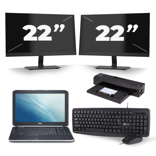 Dell Latitude E5520 - Intel Core i3-2e Generatie - 15 inch - 8GB RAM - 256GB SSD - Windows 10 + 2x 22 inch Monitor