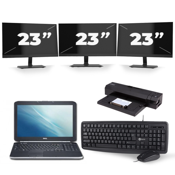 Dell Latitude E5520 - Intel Core i3-2e Generatie - 15 inch - 8GB RAM - 256GB SSD - Windows 10 + 3x 23 inch Monitor