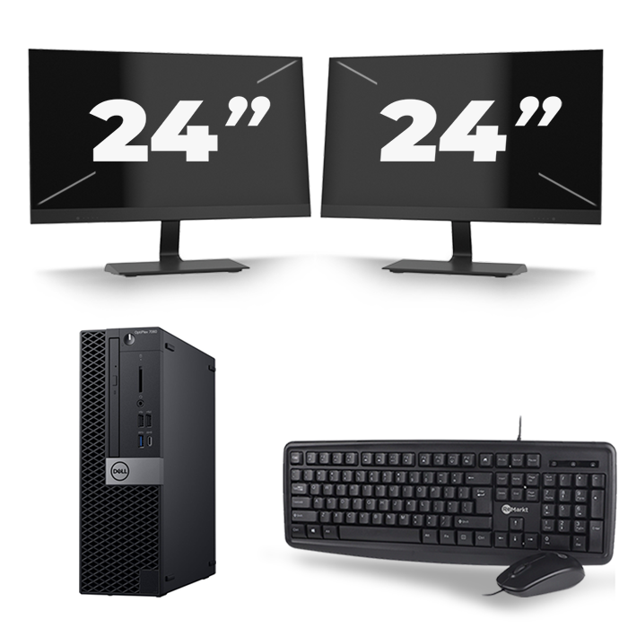 Dell Optiplex 7060 SFF - Intel Core i3-8e Generatie - 8GB RAM - 256GB SSD - Windows 11 + 2x 24 inch Monitor