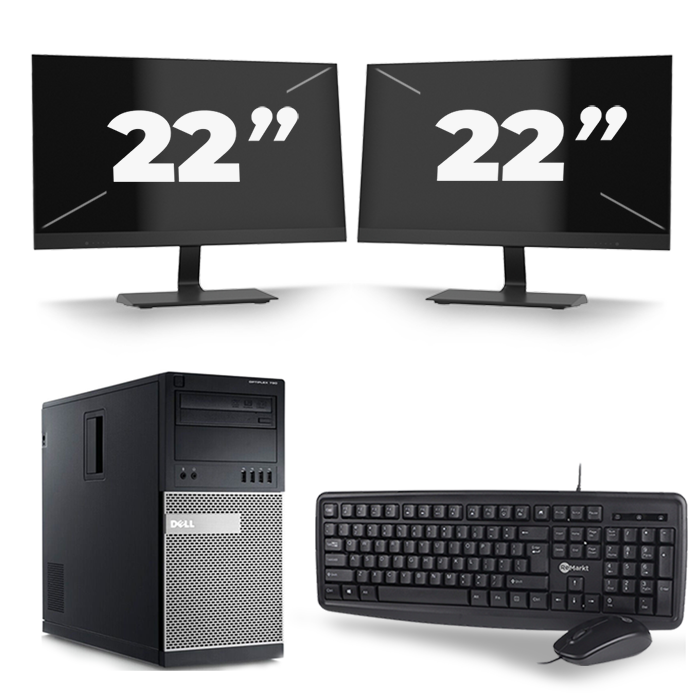 Dell Optiplex 790 Micro Tower - Intel Core i3-2e Generatie - 8GB RAM - 256GB SSD - Windows 10 + 2x 22 inch Monitor