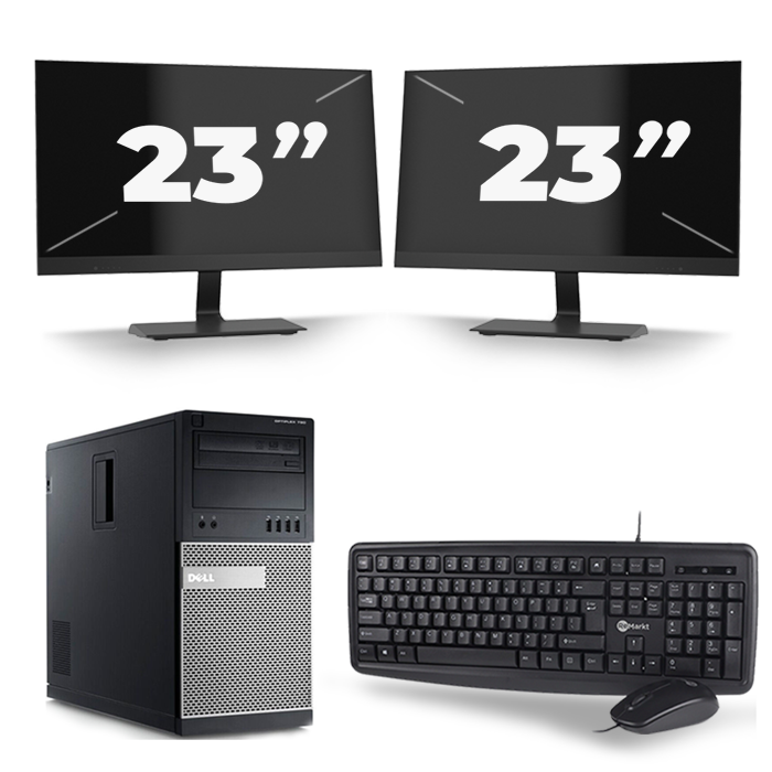 Dell Optiplex 790 Micro Tower - Intel Core i3-2e Generatie - 8GB RAM - 256GB SSD - Windows 10 + 2x 23 inch Monitor