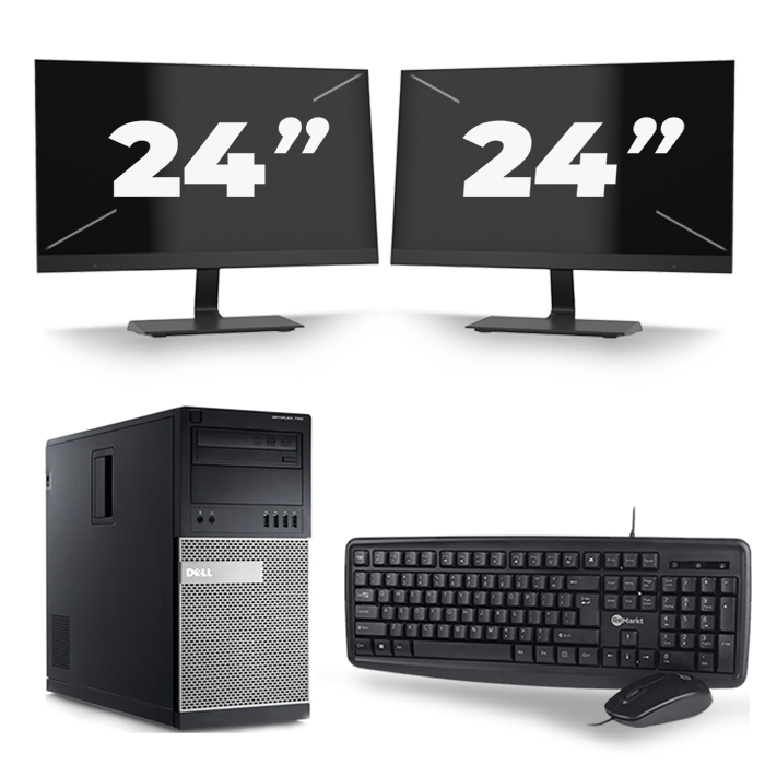 Dell Optiplex 790 Micro Tower - Intel Core i3-2e Generatie - 8GB RAM - 256GB SSD - Windows 10 + 2x 24 inch Monitor