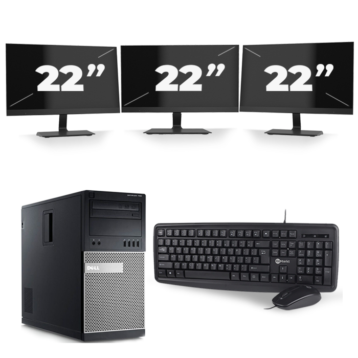 Dell Optiplex 790 Micro Tower - Intel Core i3-2e Generatie - 8GB RAM - 256GB SSD - Windows 10 + 3x 22 inch Monitor