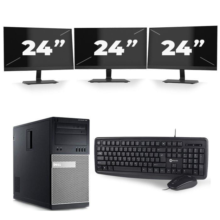 Dell Optiplex 790 Micro Tower - Intel Core i7-2e Generatie - 16GB RAM - 256GB SSD - Windows 10 + 3x 24 inch Monitor