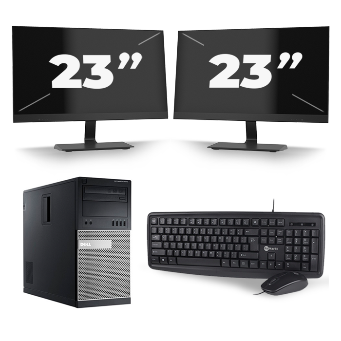 Dell Optiplex 9020 Micro Tower - Intel Core i3-4e Generatie - 8GB RAM - 256GB SSD - Windows 10 + 2x 23 inch Monitor