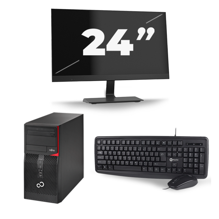 Fujitsu Esprimo P556 Micro Tower - Intel Core i3-6e Generatie - 8GB RAM - 256GB SSD - Windows 11 + 1x 24 inch Monitor