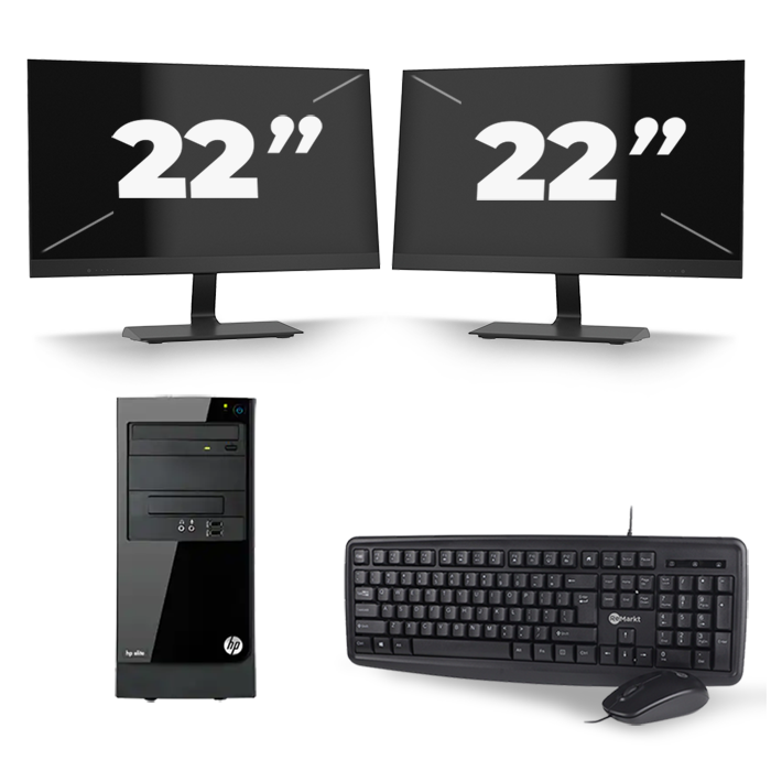 HP Elite 7300 Micro Tower - Intel Core i5-2e Generatie - 8GB RAM - 256GB SSD - Windows 10 + 2x 22 inch Monitor
