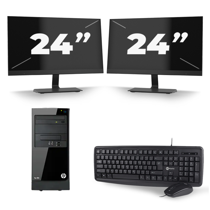 HP Elite 7300 Micro Tower - Intel Core i3-2e Generatie - 8GB RAM - 256GB SSD - Windows 10 + 2x 24 inch Monitor
