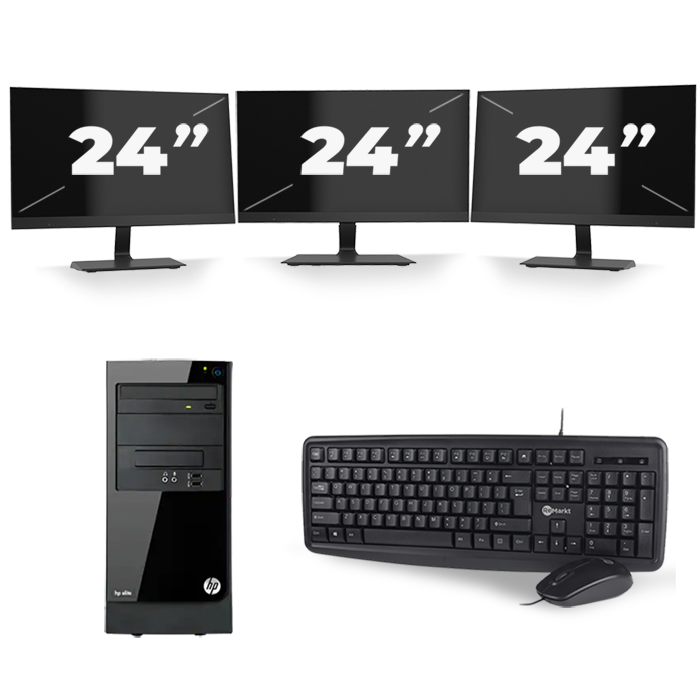 HP Elite 7300 Micro Tower - Intel Core i7-2e Generatie - 16GB RAM - 256GB SSD - Windows 10 + 3x 24 inch Monitor